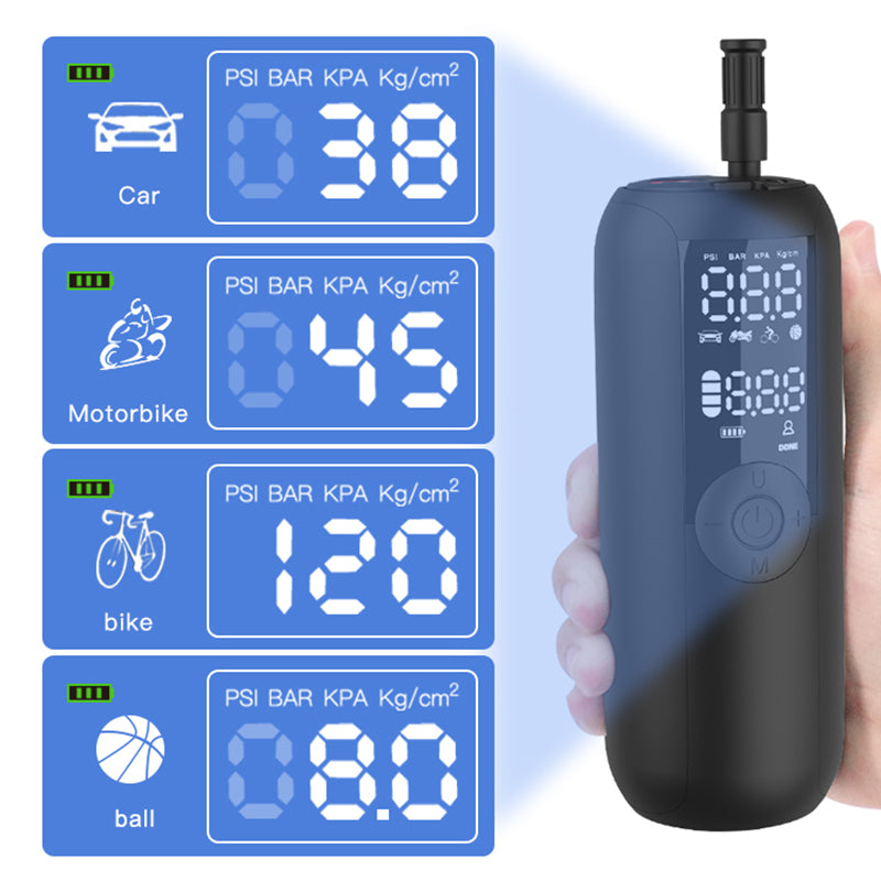 LP1 Outdoor Portable Smart Tire Pump with LED Light, Car Bike Mini Inflator LP1 Outdoor Portable Smart Tire Pump with LED Light, Car Bike Mini Inflator